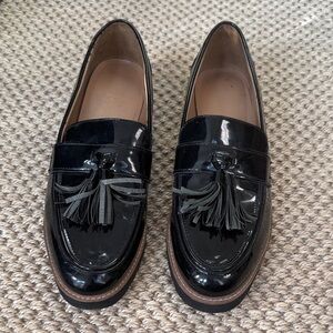 Franco Sarto Black Patent Tassel Loafers